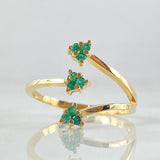 Anillo Abrazo Tres Puntas Esmeraldas 18pts 2.45gr / T8 1/4 / Oro 18K