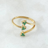 Anillo Abrazo Tres Puntas Esmeraldas 18pts 2.45gr / T8 1/4 / Oro 18K