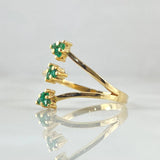Anillo Abrazo Tres Puntas Esmeraldas 18pts 2.45gr / T8 1/4 / Oro 18K