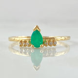 Anillo Gota de Lluvia Esmeralda 18pts - Diamantes 6pts 1.5gr / T6 1/2 / Oro 18K