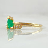 Anillo Gota de Lluvia Esmeralda 18pts - Diamantes 6pts 1.5gr / T6 1/2 / Oro 18K