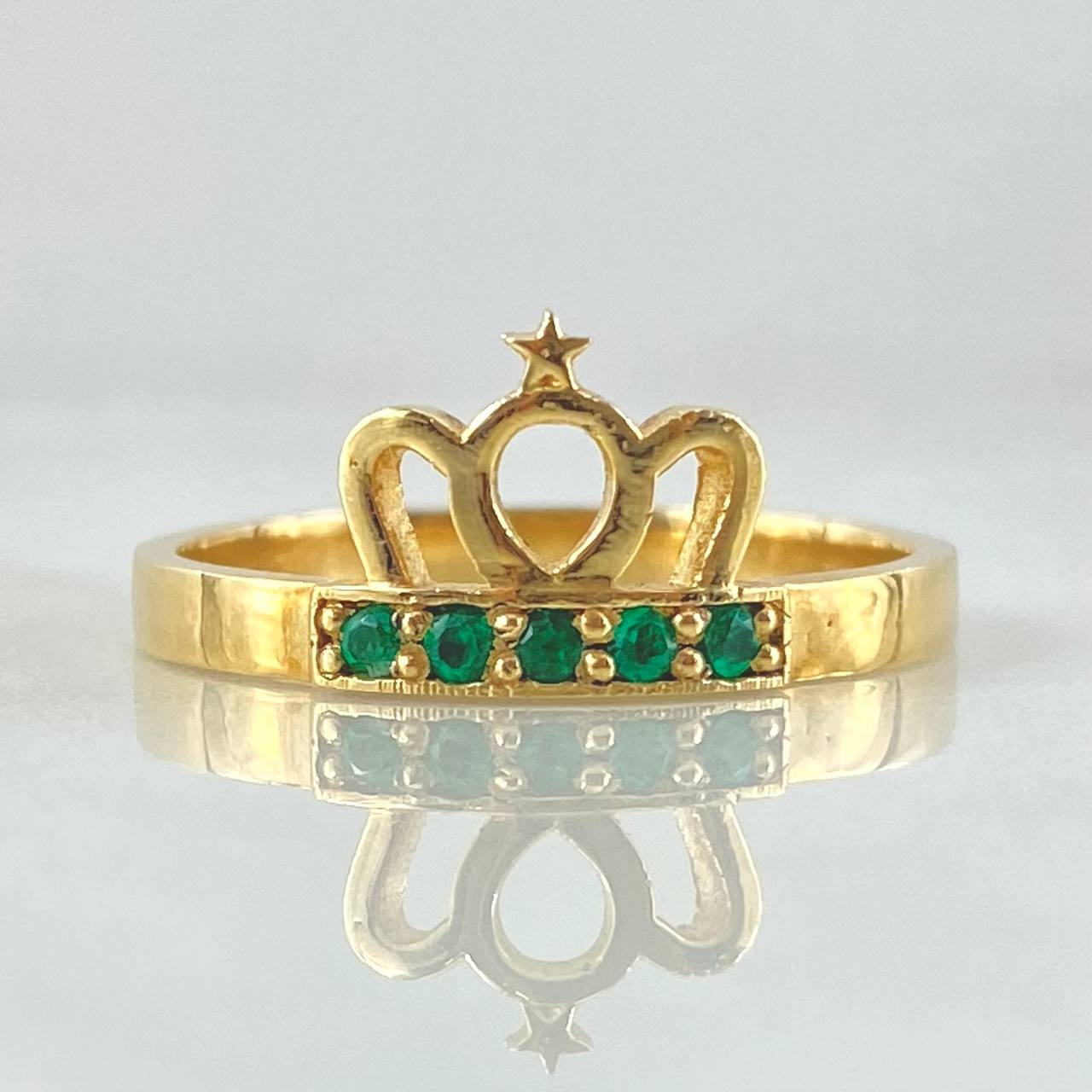 Anillo Corona Real Esmeraldas 25pts 3.85gr / T8 3/4 / Oro 18K