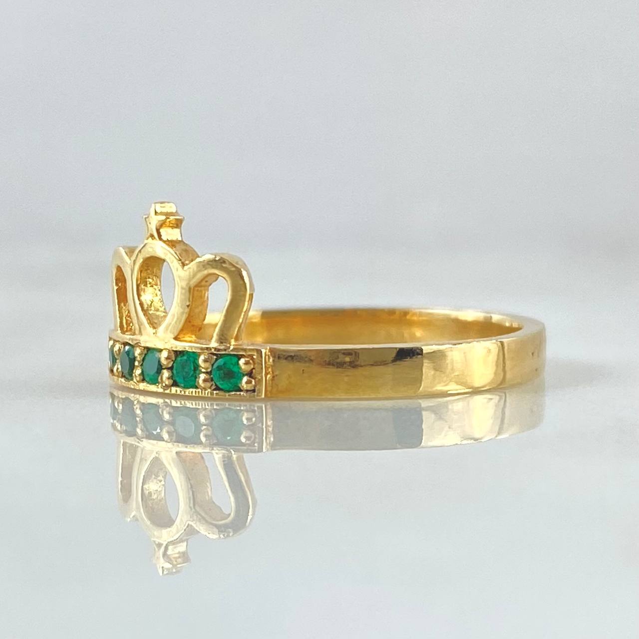 Anillo Corona Real Esmeraldas 25pts 3.85gr / T8 3/4 / Oro 18K