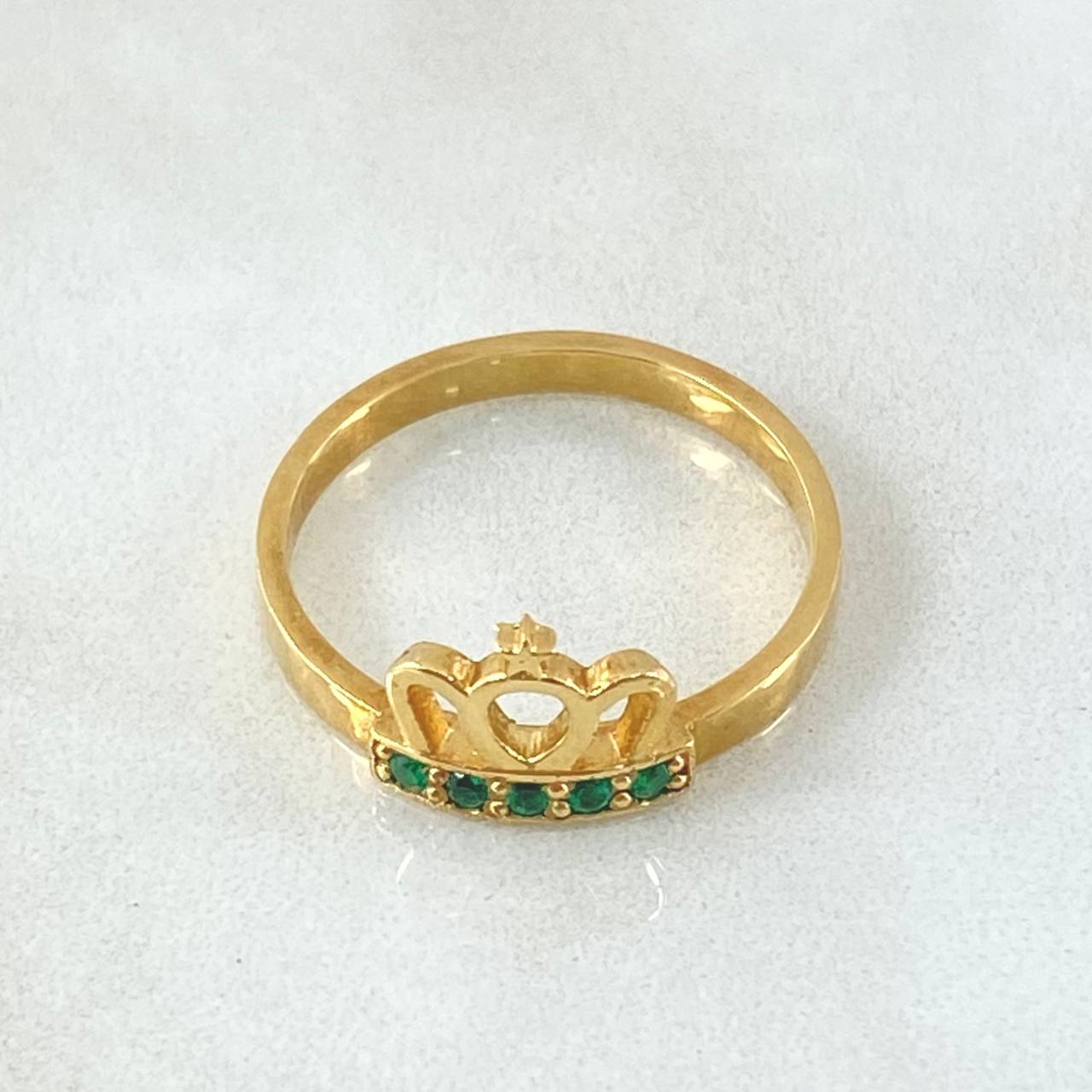 Anillo Corona Real Esmeraldas 25pts 3.85gr / T8 3/4 / Oro 18K