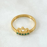 Anillo Corona Real Esmeraldas 25pts 3.85gr / T8 3/4 / Oro 18K