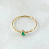 Anillo Chispa Ovalada Esmeralda 18pts - Diamante 2pts 0.95gr / T8 1/2 / Oro 18K