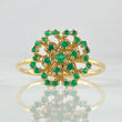 Anillo Flor de Loto Esmeraldas 80pts 2.25gr / T8 1/4 / Oro 18K