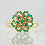 Anillo Flor de Loto Esmeraldas 80pts 2.25gr / T8 1/4 / Oro 18K