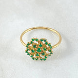 Anillo Flor de Loto Esmeraldas 80pts 2.25gr / T8 1/4 / Oro 18K