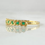 Anillo Corazones Intercalados Esmeraldas 15pts 1.55gr / T6 1/4 / Oro 18K