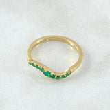 Anillo Ola Acuariana Esmeraldas 22pts 2.25gr / T7 1/2 / Oro 18K