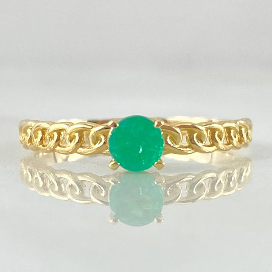 Anillo Solitario Cubano Esmeralda 26pts 1.5gr / T6 1/2 / Oro 18K