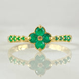 Anillo Flor Florenciana Esmeraldas 40pts 1.95gr / T8 / Oro 18K