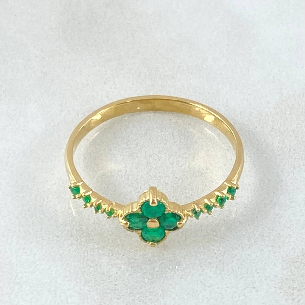 Anillo Flor Florenciana Esmeraldas 40pts 1.95gr / T8 / Oro 18K