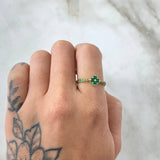 Anillo Flor Florenciana Esmeraldas 40pts 1.95gr / T8 / Oro 18K