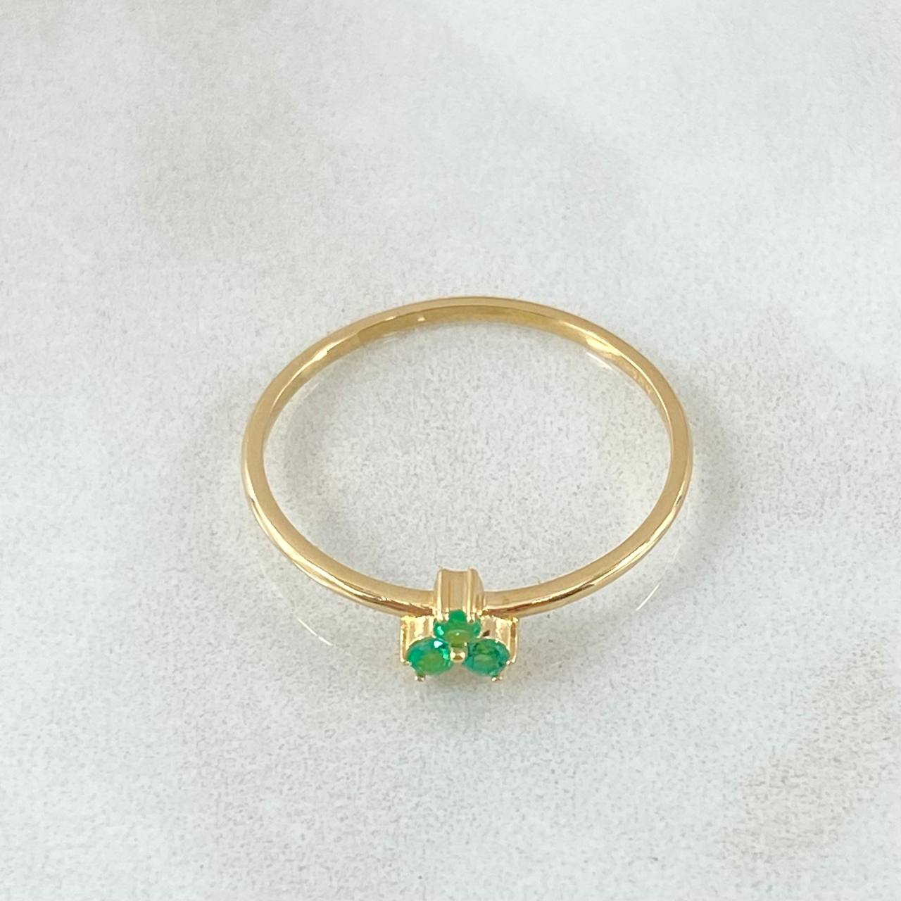 Anillo Flor Triscal Esmeraldas 11pts 1.2gr / T8 1/4 / Oro 18K