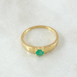 Anillo Solitario Liso Grueso Esmeralda 26pts 1.85gr / T7 1/2 / Oro 18K