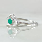Anillo Corazón Vacío Esmeralda 12pts 1.3gr / T6 1/2 / Oro Blanco 18K ©