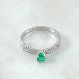 Anillo Solitario Doble Linea Esmeraldas 26pts - Diamantes 40pts 2.35gr / T6 1/4 / Oro 18K