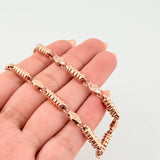 Cadena Rustica Tornillo Cilindros Rayados 16.25gr / 60cm / 4.6mm Oro Rosa 18K *