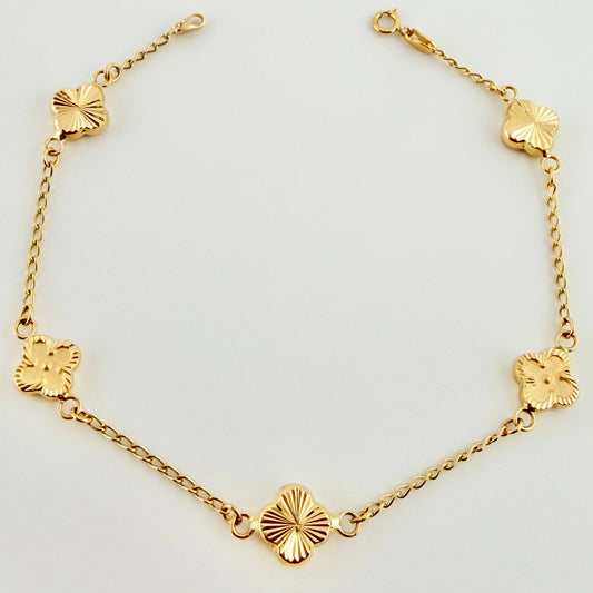 Pulso Cajón Trebol Doble Faz 3.15gr / 18.5cm / 8mm Oro Amarillo 18K *