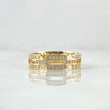 Anillo Eslabones Rectangulares 2.65gr / T7 1/2 / Circones Blancos Oro Amarillo 18K