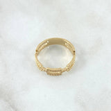 Anillo Eslabones Rectangulares 2.65gr / T7 1/2 / Circones Blancos Oro Amarillo 18K