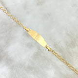 Pulso Aro Seguido 1.45gr / 14.5cm-15.5cm / 2.5mm Placa Ovalada Oro Amarillo