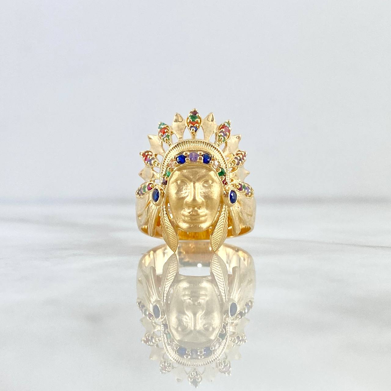 Anillo Indio 11.15gr / T9 3/4 / Circones de Colores Oro Amarillo *