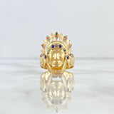 Anillo Indio 11.15gr / T9 3/4 / Circones de Colores Oro Amarillo *
