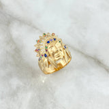 Anillo Indio 11.15gr / T9 3/4 / Circones de Colores Oro Amarillo *