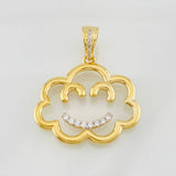 Dije Nube Sonriente 4.4g / 3cm Dos Oros Amarillo Blanco 18K