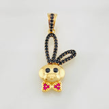 Dije Conejo 2.6g / 3cm Dos Oros Negro Amarillo 18K