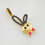 Dije Conejo 2.6g / 3cm Dos Oros Negro Amarillo 18K