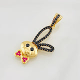 Dije Conejo 2.6g / 3cm Dos Oros Negro Amarillo 18K