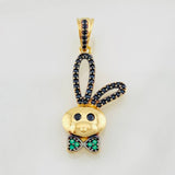 Dije Conejo 2.35g / 3cm Dos Oros Negro Amarillo 18K