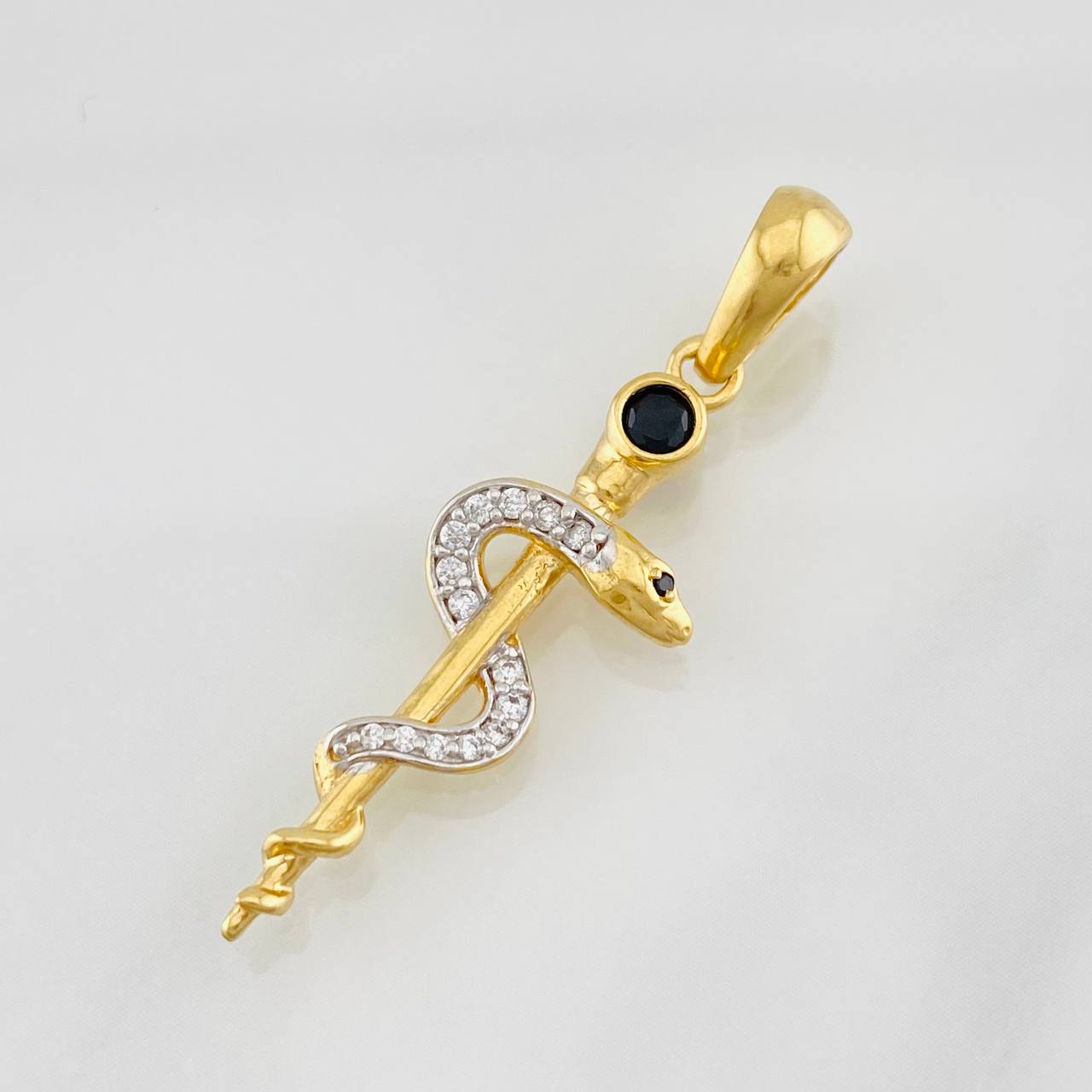 Dije Serpiente 2.4g / 3.8cm Dos Oros Amarillo Blanco 18K