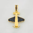 Dije Avion 2.7g / 2.8cm Dos Oros Negro Amarillo 18K