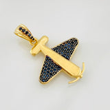 Dije Avion 2.7g / 2.8cm Dos Oros Negro Amarillo 18K
