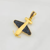 Dije Avion 2.7g / 2.8cm Dos Oros Negro Amarillo 18K