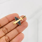 Dije Avion 2.7g / 2.8cm Dos Oros Negro Amarillo 18K