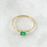 Anillo Flor Cuatro Petalos Esmeraldas 13pts 0.85gr / T6 1/2 / Oro 18K