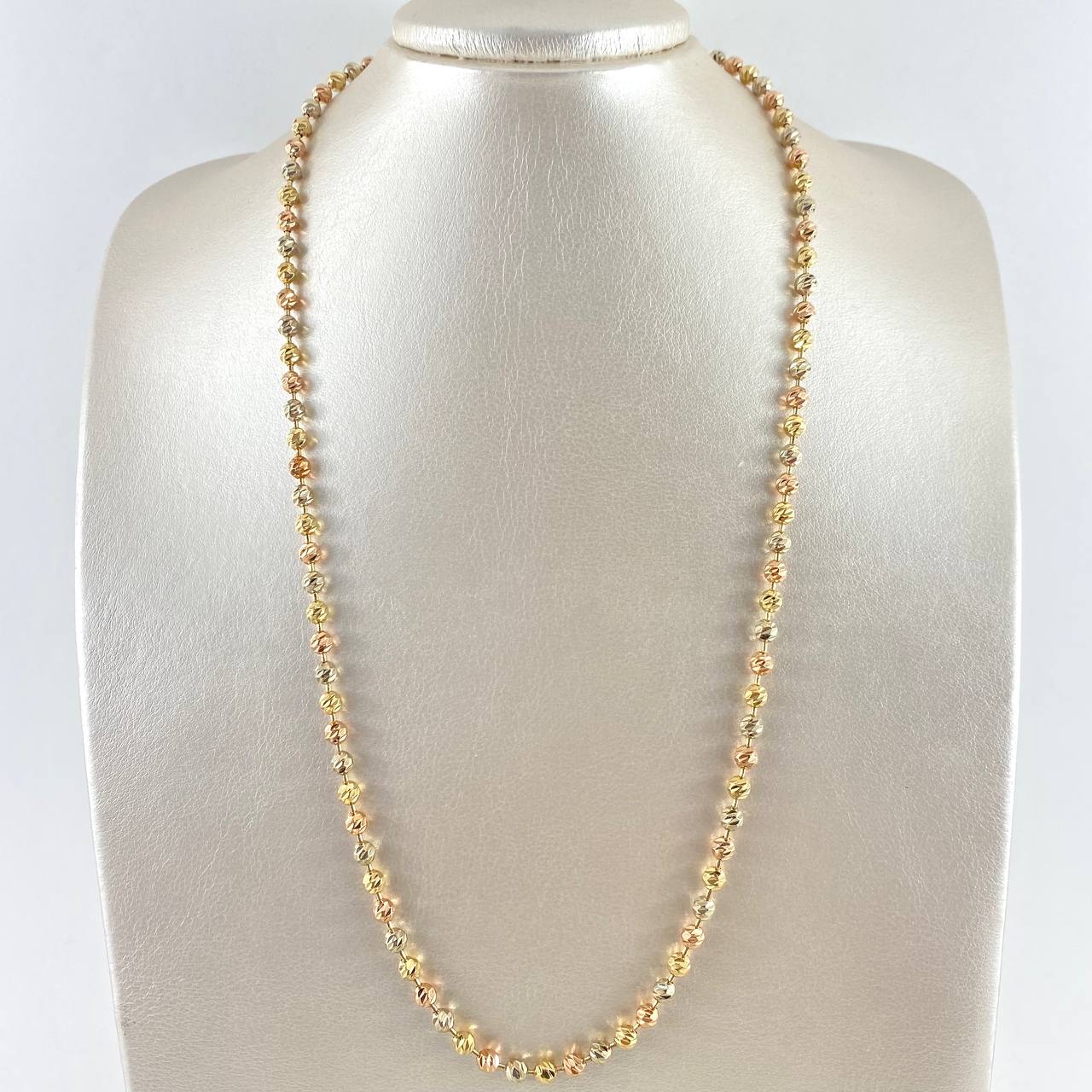 Cadena Militar 30.65gr / 60cm / 5mm Bolas Diamantadas Tres Oros