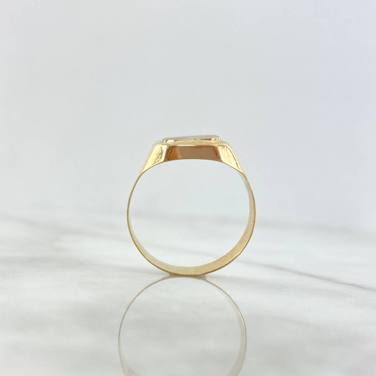 Anillo Sello Cuadrado 4.95gr / T10 1/4 / Tres Lineas Tres Oros