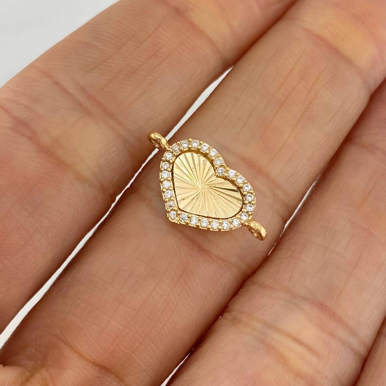 Herraje Corazón Diamantado 1 g / 1.9 cm Oro Amarillo 18K