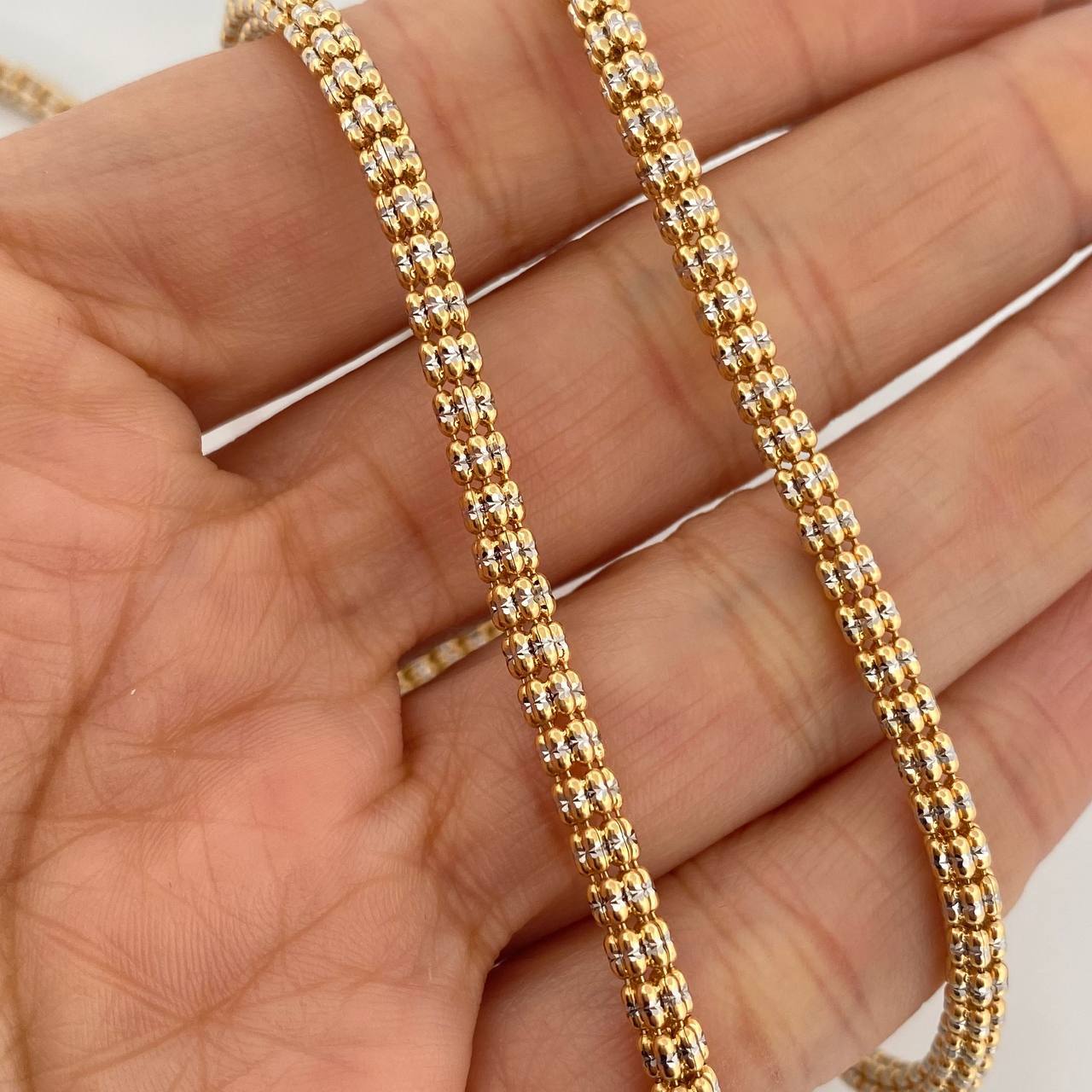 Cadena Ice 31.6 g / 65.5 cm / 3.7 mm Dos Oros Amarillo Blanco 18K