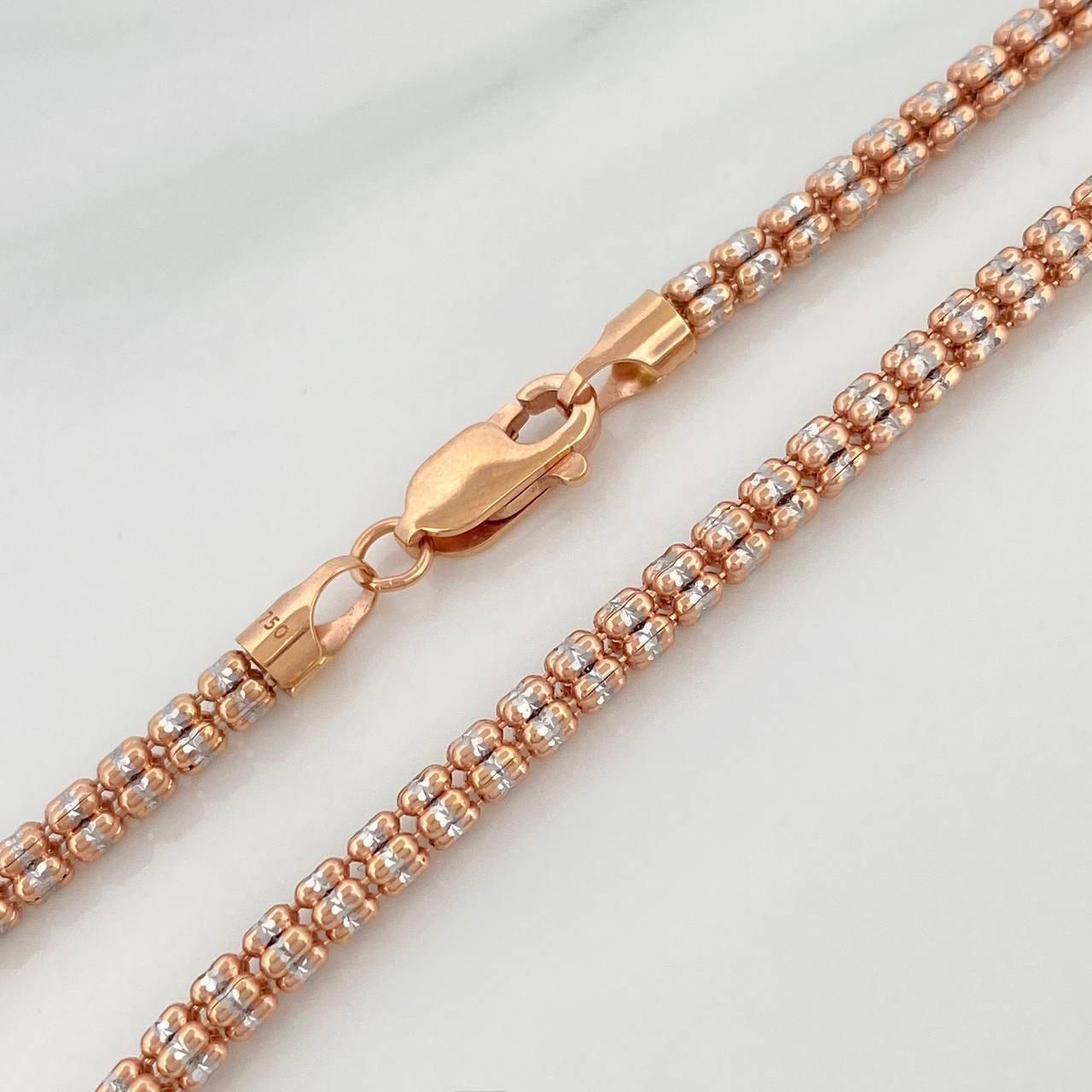 Cadena Ice 22.8 g / 60.5 cm / 3.15 mm Dos Oros Blanco Rosa 18K