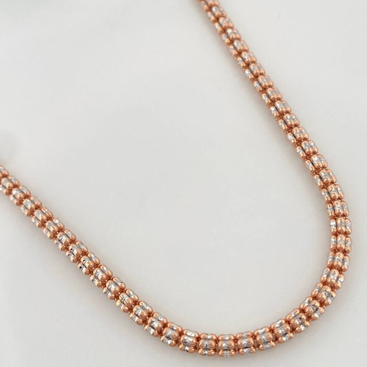 Cadena Ice 22.8 g / 60.5 cm / 3.15 mm Dos Oros Blanco Rosa 18K