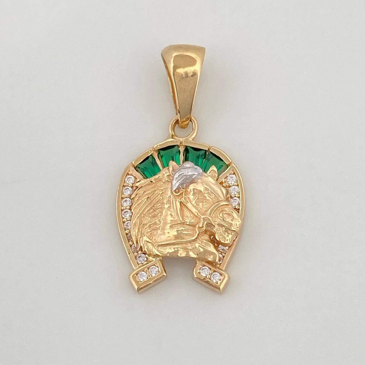 Dije Herradura Caballo 2.45 g / 2.5 cm Dos Oros Amarillo Blanco 18K