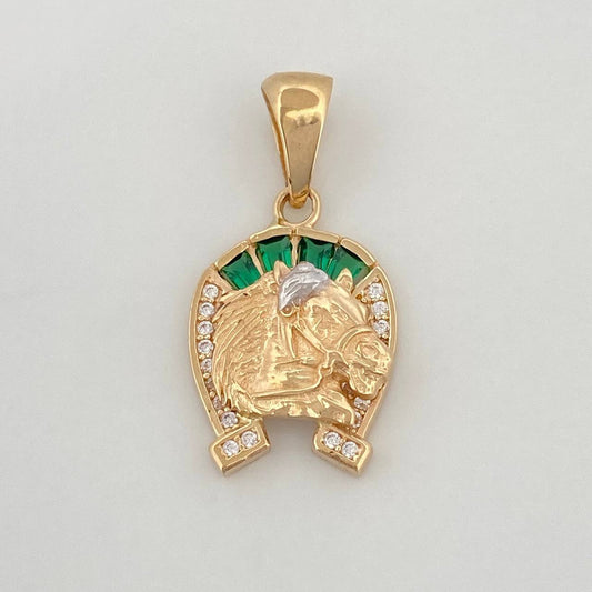 Dije Herradura Caballo 2.45 g / 2.5 cm Dos Oros Amarillo Blanco 18K